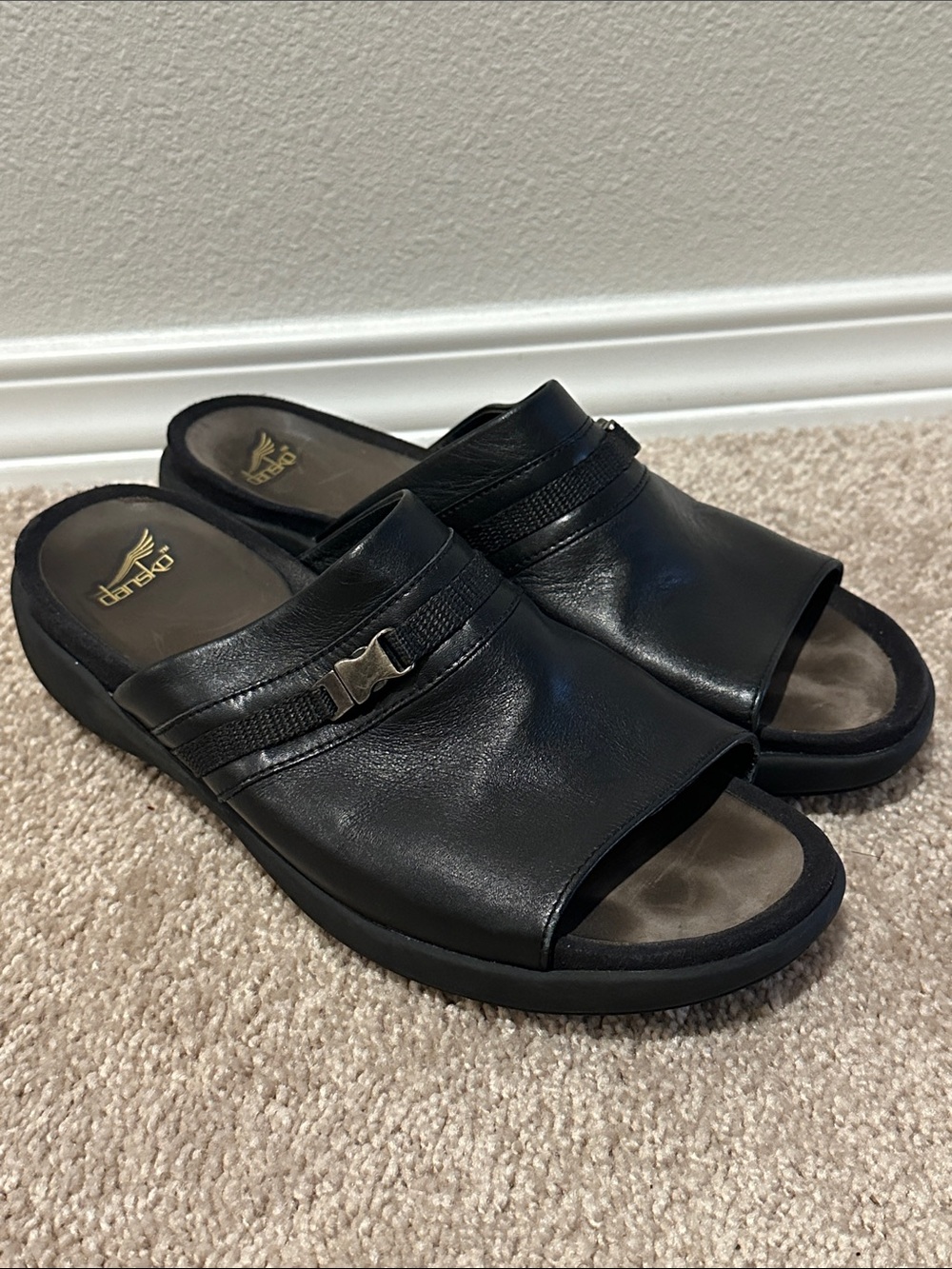 Dansko Black Leather Sandals